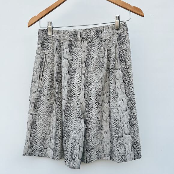 Mango MNG Bermuda Long Trouser Shorts Dressy Snake Print Silky Flowy 4 Small - Picture 2 of 10